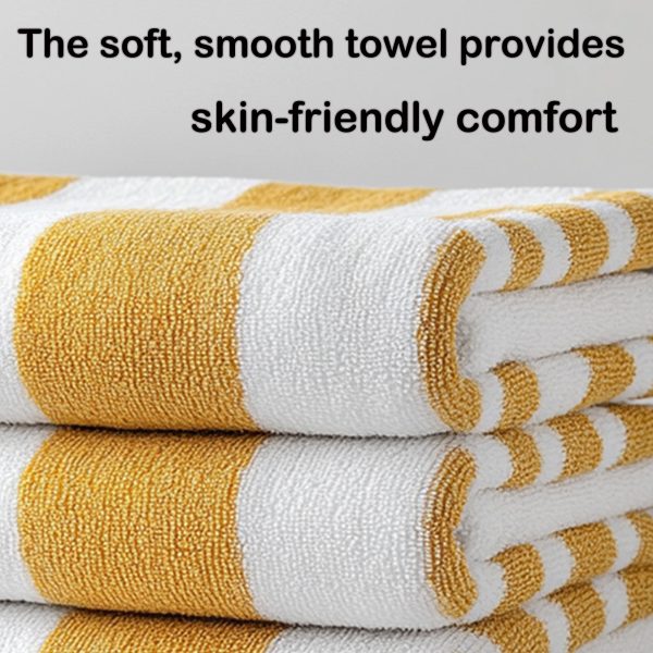 YellowWhiteStripeBathTowelSuperAbsorbentSoftComfortable - Image 2