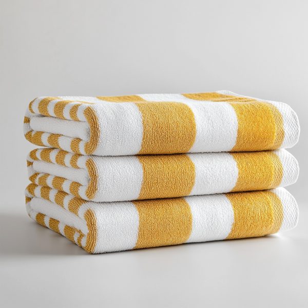 YellowWhiteStripeBathTowelSuperAbsorbentSoftComfortable - Image 3