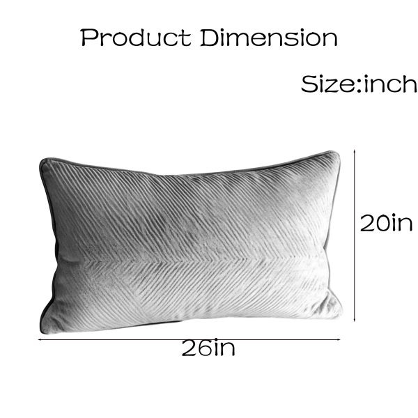 Soft Grey Herringbone Velvet Pillow - Image 2