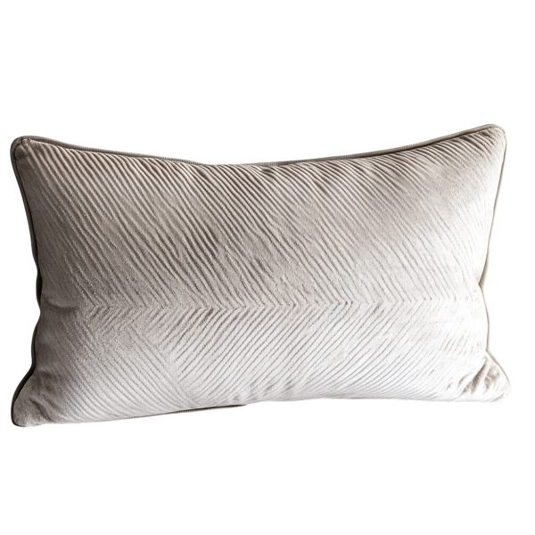 Soft Grey Herringbone Velvet Pillow - Image 3