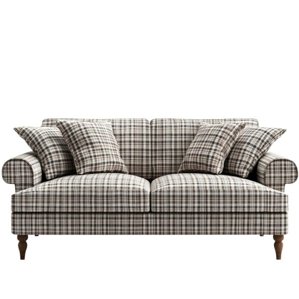 Classic Black White Plaid Fabric Sofa - Image 2