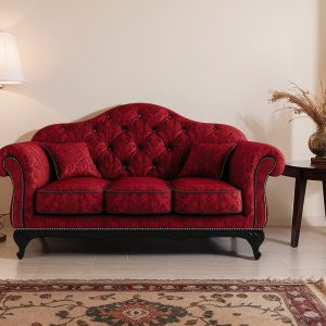 Vintage Red Velvet Sofa