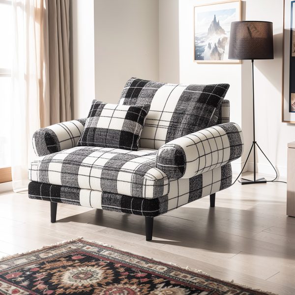 Large Plaid Thick Fabric Comfort chair