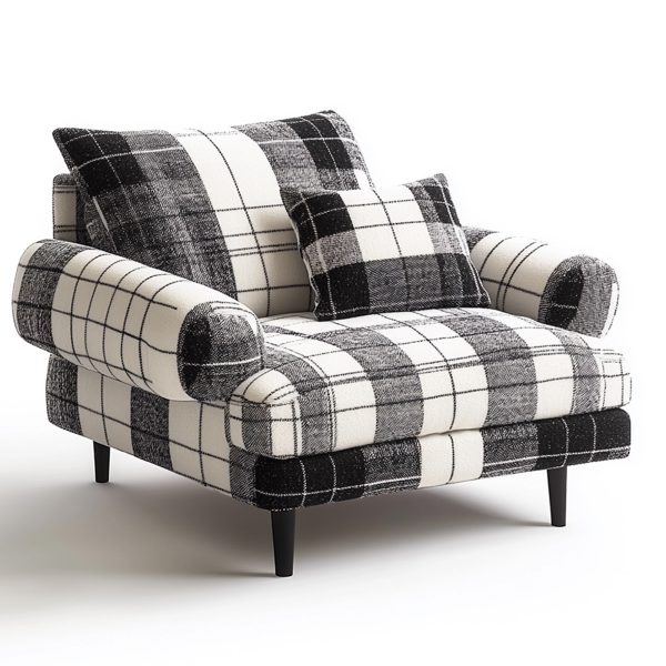 Large Plaid Thick Fabric Comfort chair - Image 3