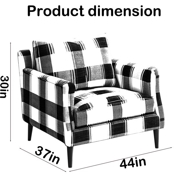 Black White Plaid chair Classic Retro Comfort - Image 2