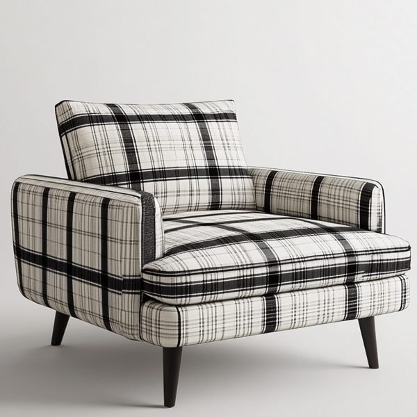 Classic Black White Checked chair Comfort Style - Image 3