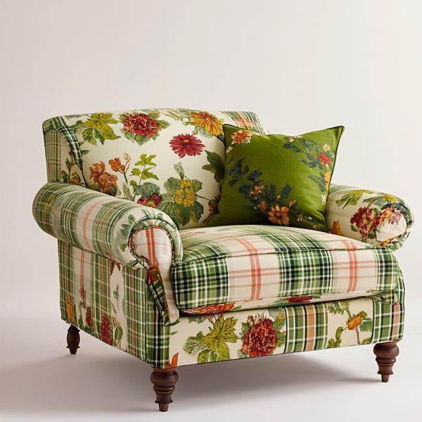 Scottish Tartan Floral chair - Image 3