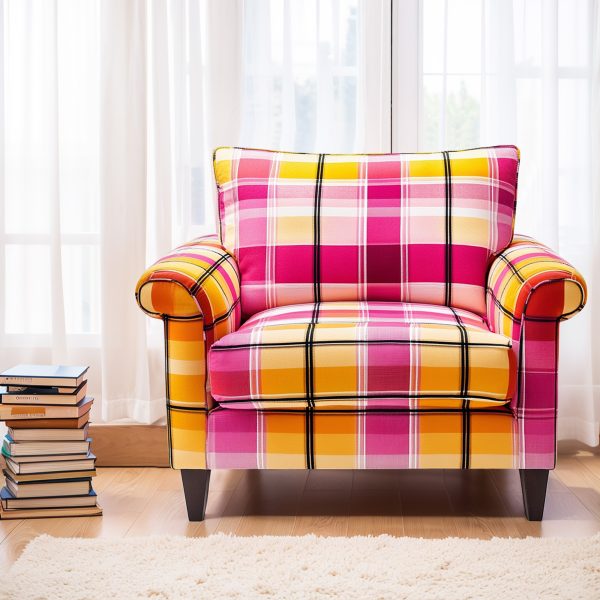 Pink Yellow Plaid chair