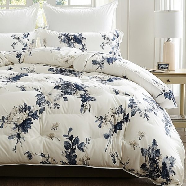 Fresh Blue Grey Floral Down Comforter - Image 3