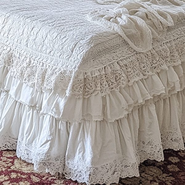 Vintage Lace Princess Bedding Skirt - Image 3