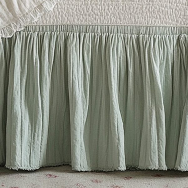 Solid Pleated Ruffle Bed Skirt French Country Style - Image 2