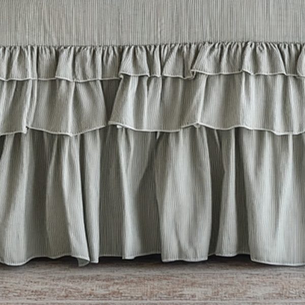 Cottage Style Pure Cotton Stripe Bed Skirt - Image 2